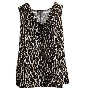Cheetah Print Blouse Tank Top Cowl Neck size Large